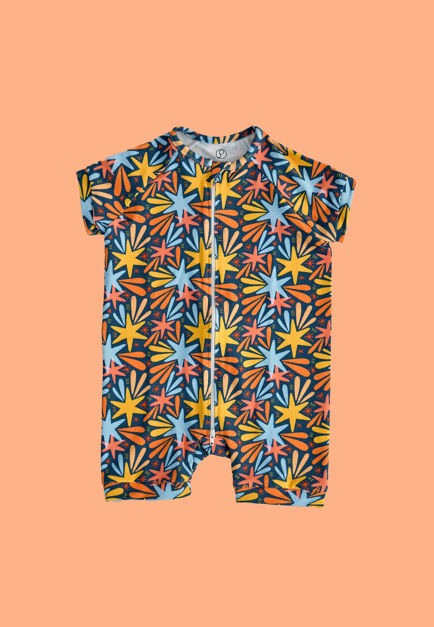 Bamboo Zip Romper - Stars and Fireworks - Blue Balloon