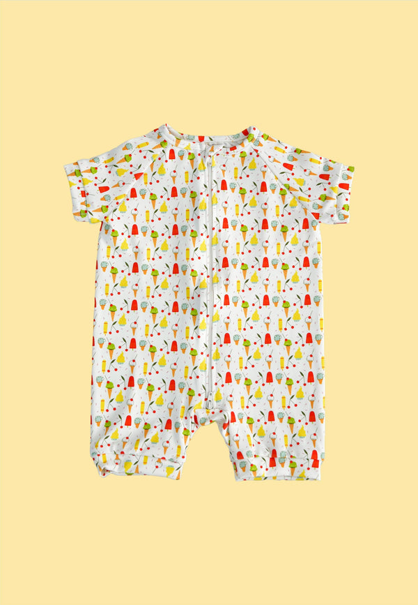 Bamboo Zip Romper - Ice Creams - Blue Balloon