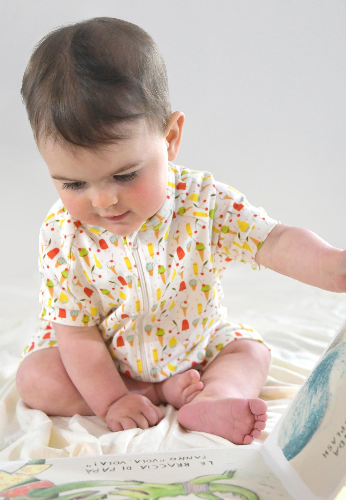 Bamboo Zip Romper - Ice Creams - Blue Balloon
