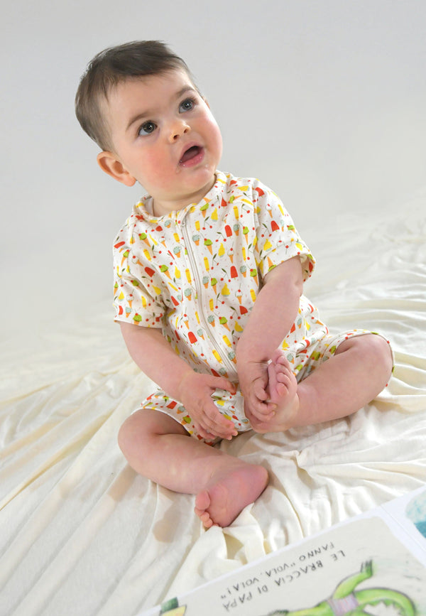 Bamboo Zip Romper - Ice Creams - Blue Balloon