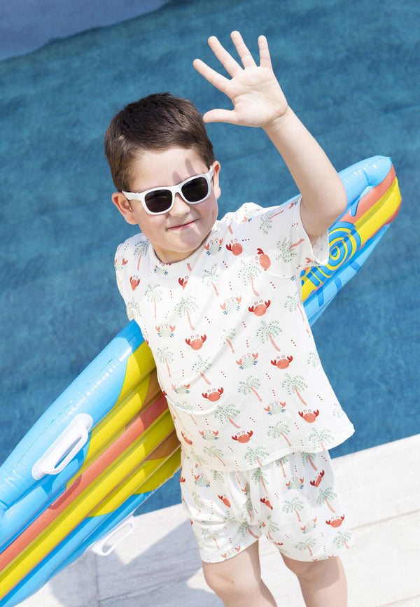 Two-Piece Bamboo Pajamas - Crabs - Blue Balloon