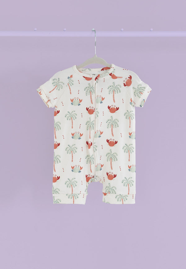 Bamboo Zip Romper - Crabs - Blue Balloon