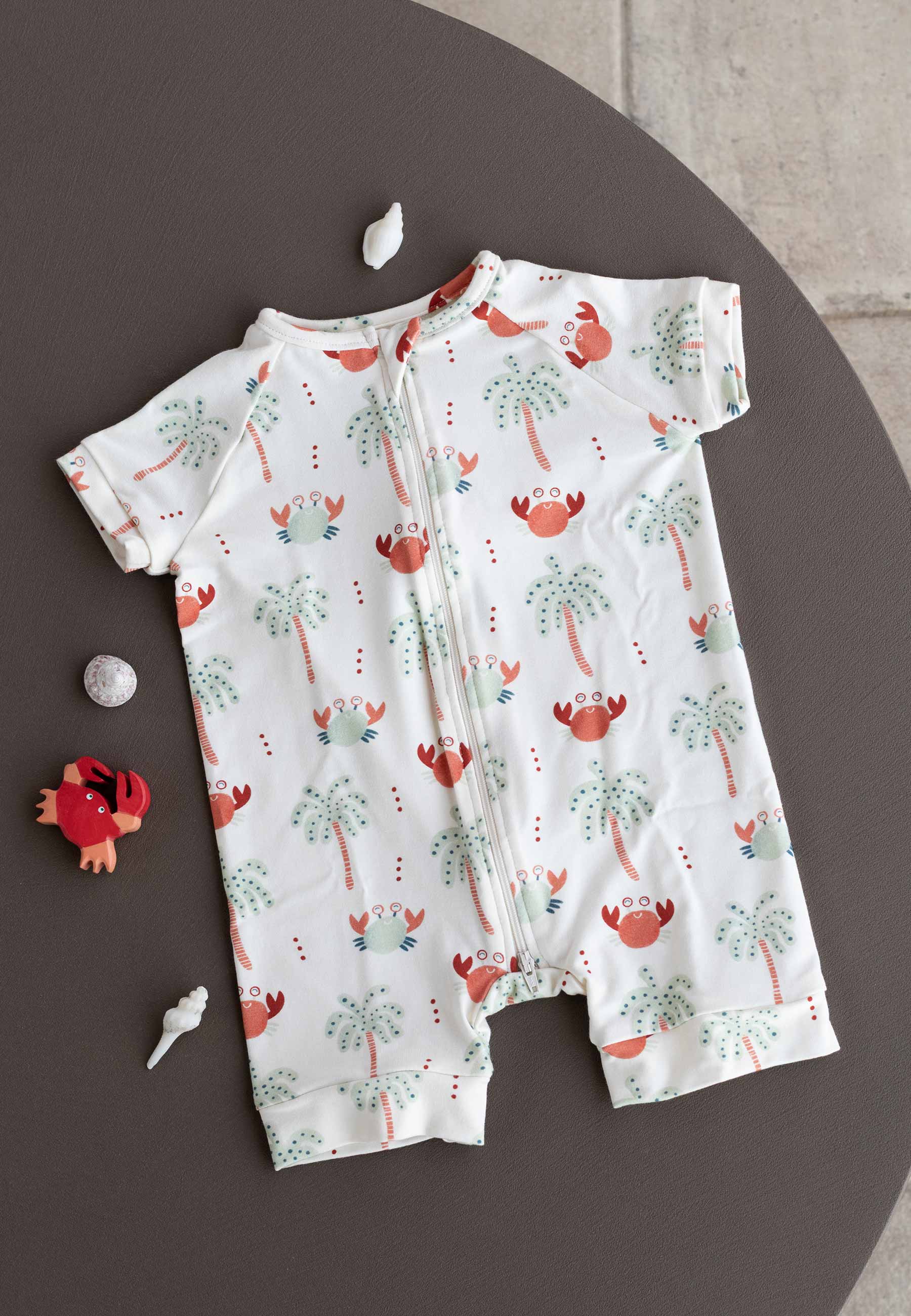 Bamboo Zip Romper - Crabs - Blue Balloon