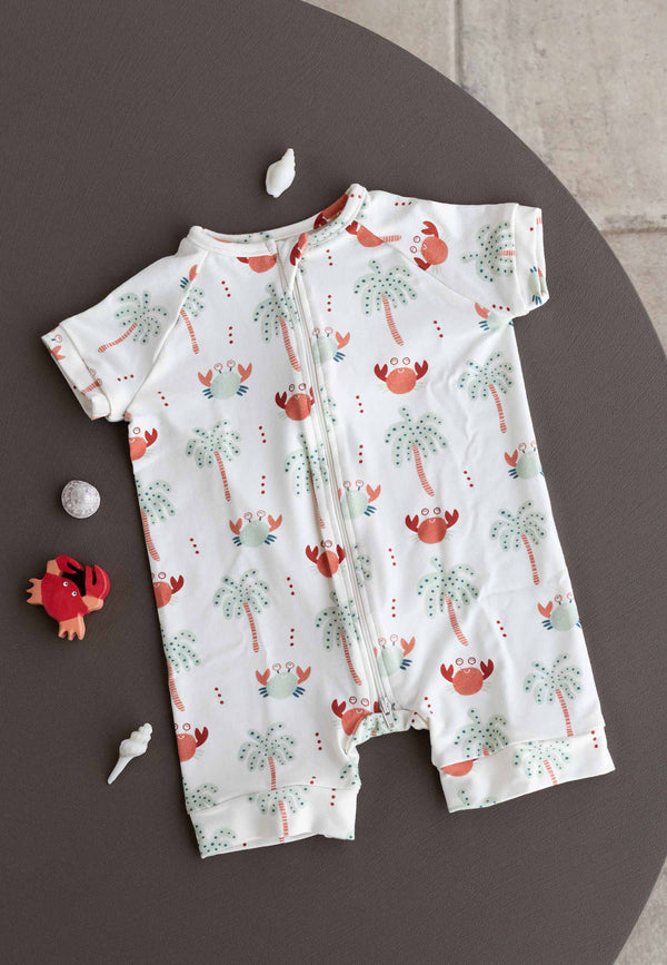 Bamboo Zip Romper - Crabs - Blue Balloon
