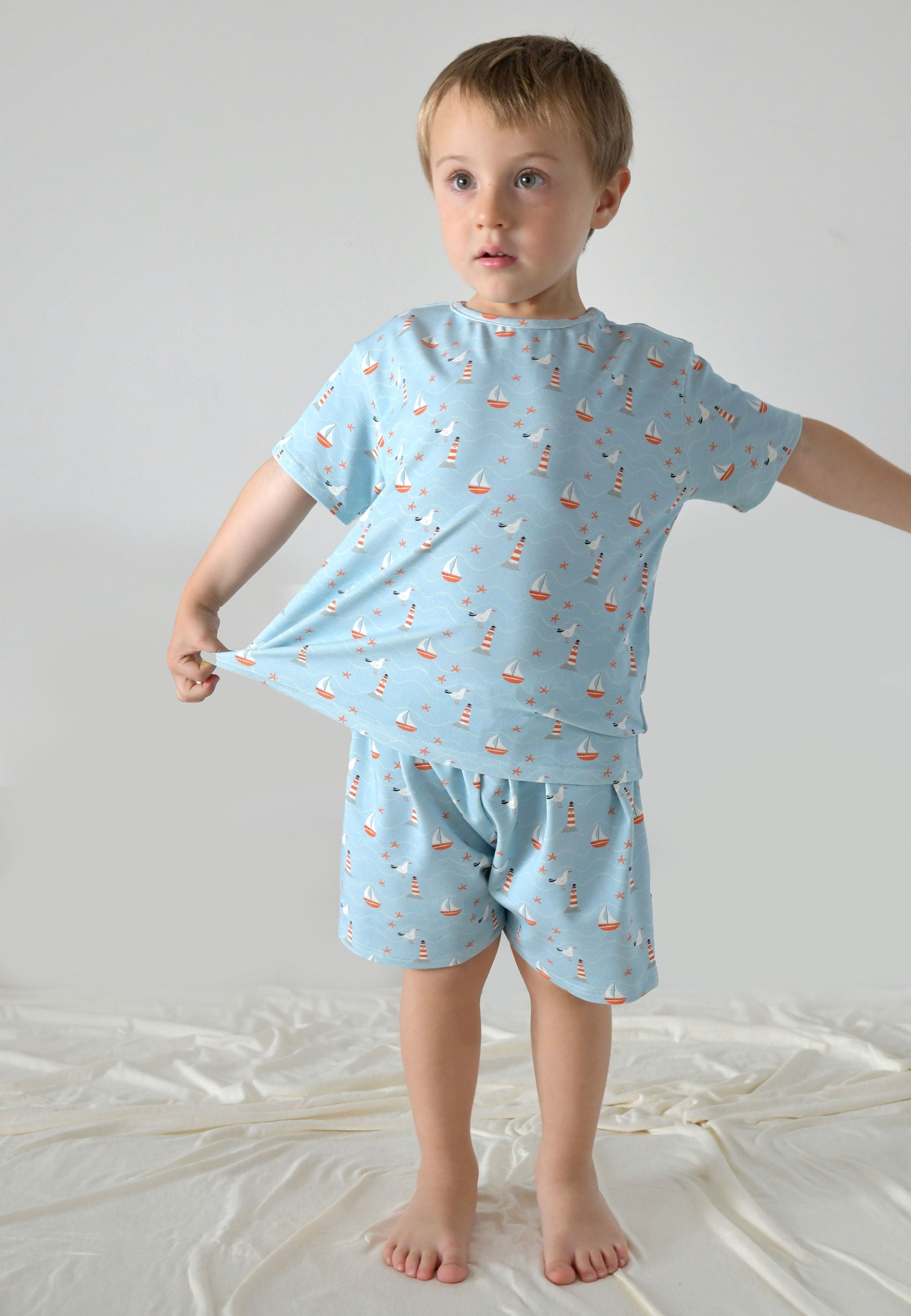 Two-Piece Bamboo Pajamas - Sea - Blue Balloon