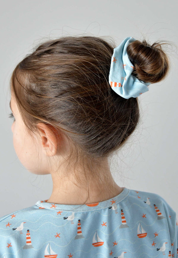 Chouchou (scrunchie) in bambù - Mare - Palloncino blu