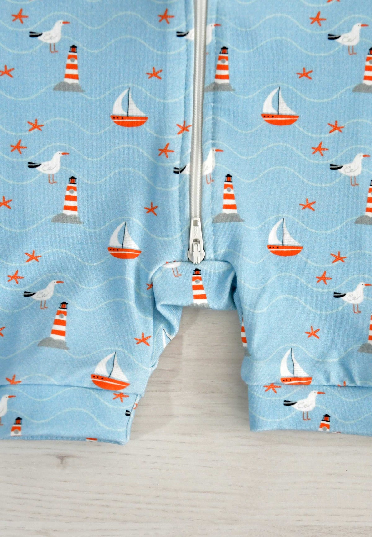 Bamboo Zip Romper - Sea - Blue Balloon