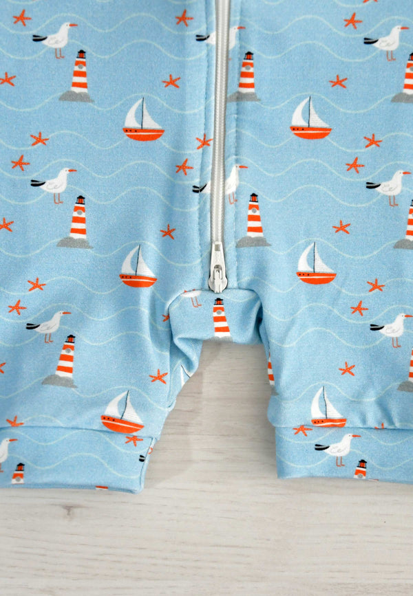 Bamboo Zip Romper - Sea - Blue Balloon
