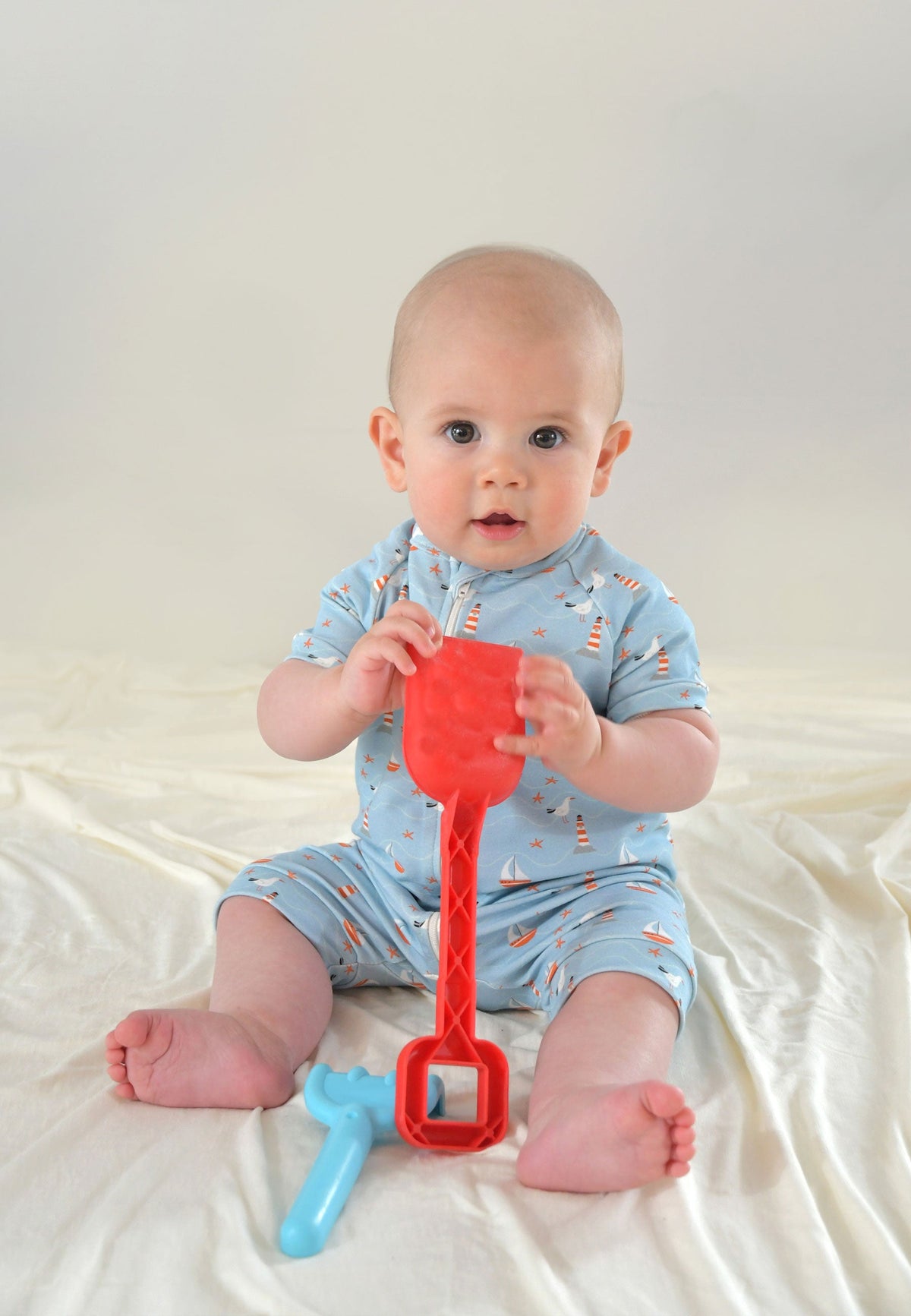 Bamboo Zip Romper - Sea - Blue Balloon