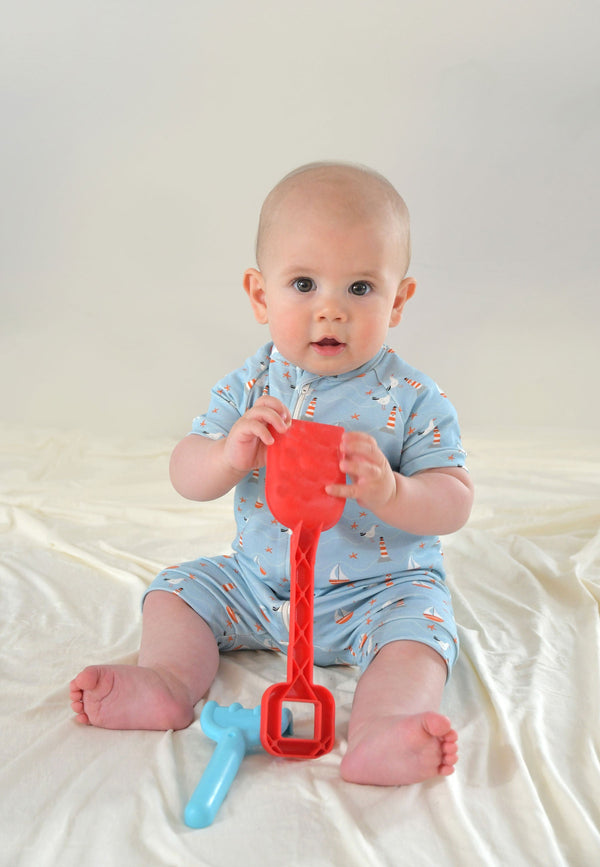 Bamboo Zip Romper - Sea - Blue Balloon
