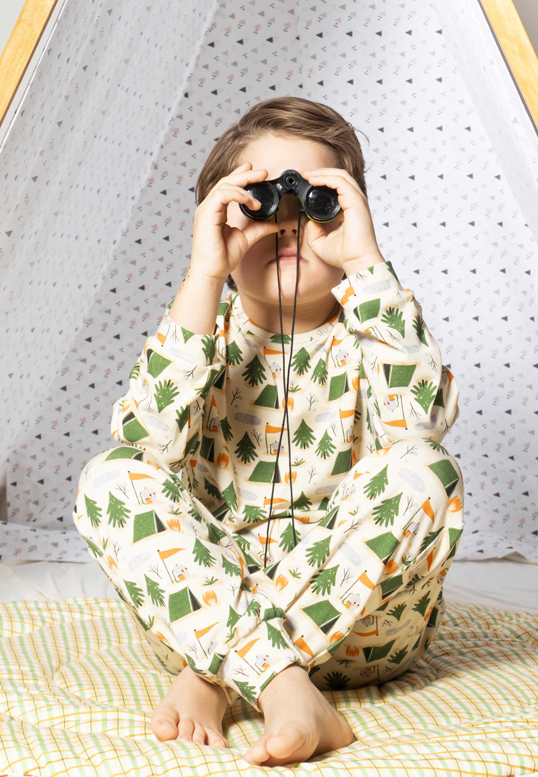 Two-Piece Bamboo Pajamas - Camping - Blue Balloon