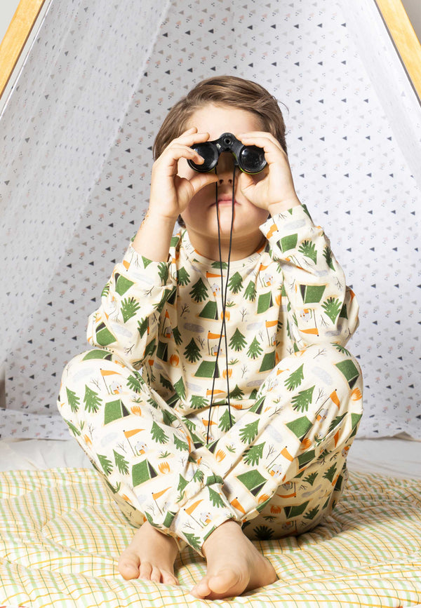 Two-Piece Bamboo Pajamas - Camping - Blue Balloon