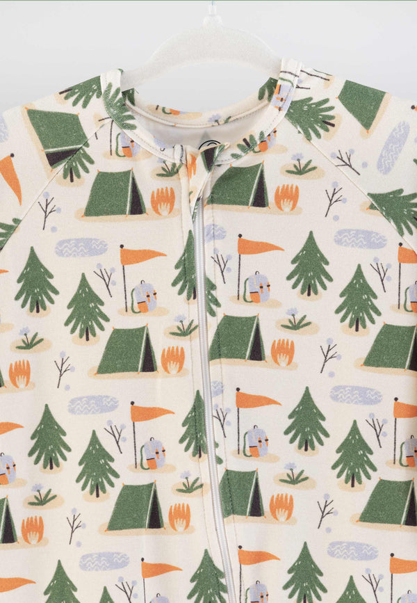 Bamboo Zip Romper - Camping - Blue Balloon