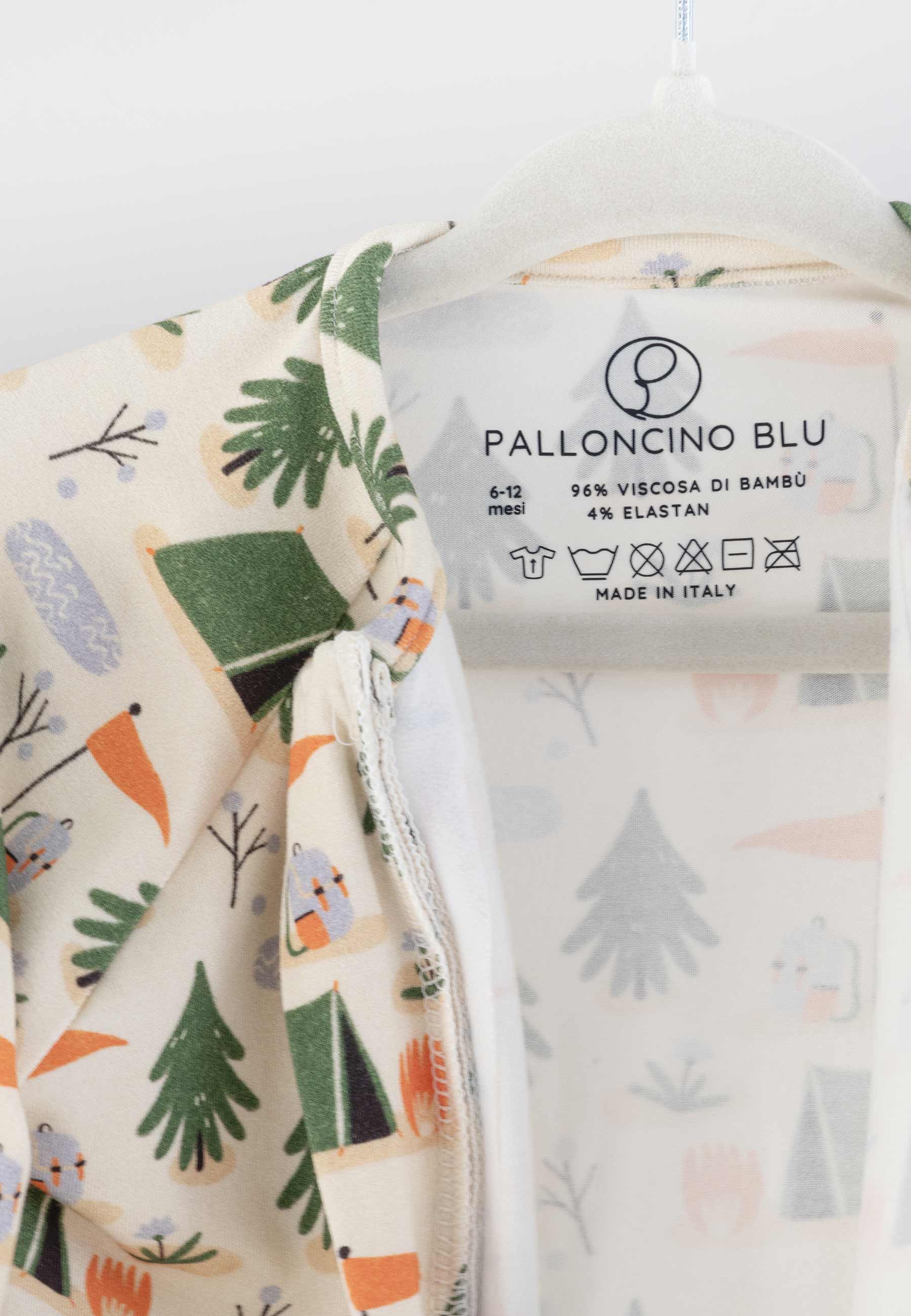 Tutina con zip in bambù - In tenda - Palloncino blu