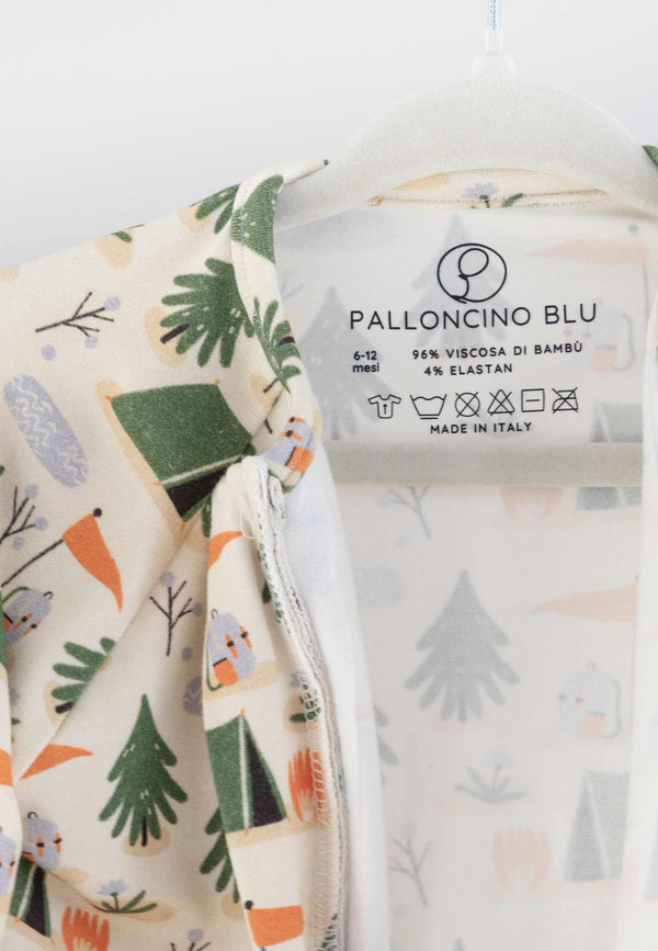 Tutina con zip in bambù - In tenda - Palloncino blu