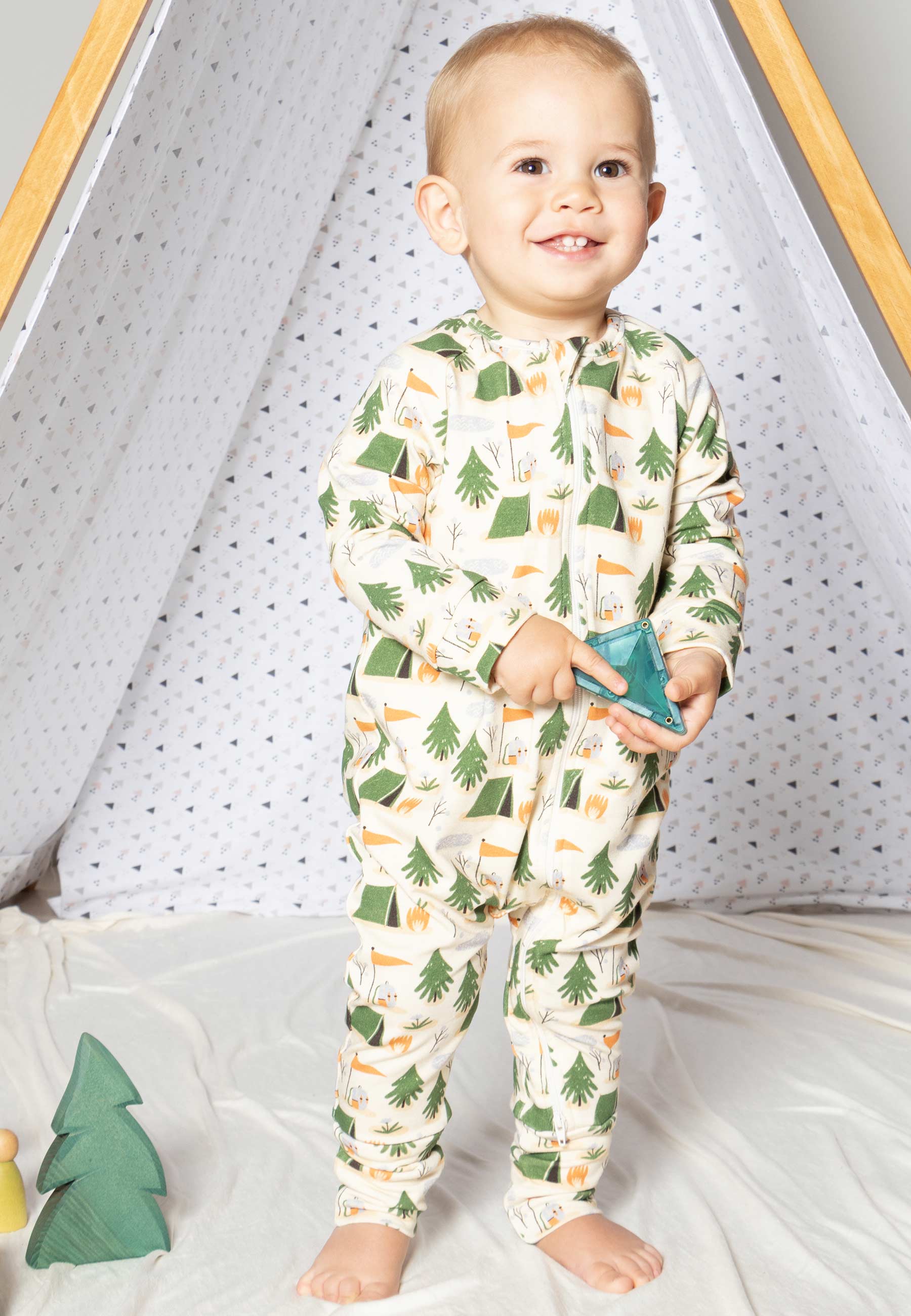 Bamboo Zip Romper - Camping - Blue Balloon
