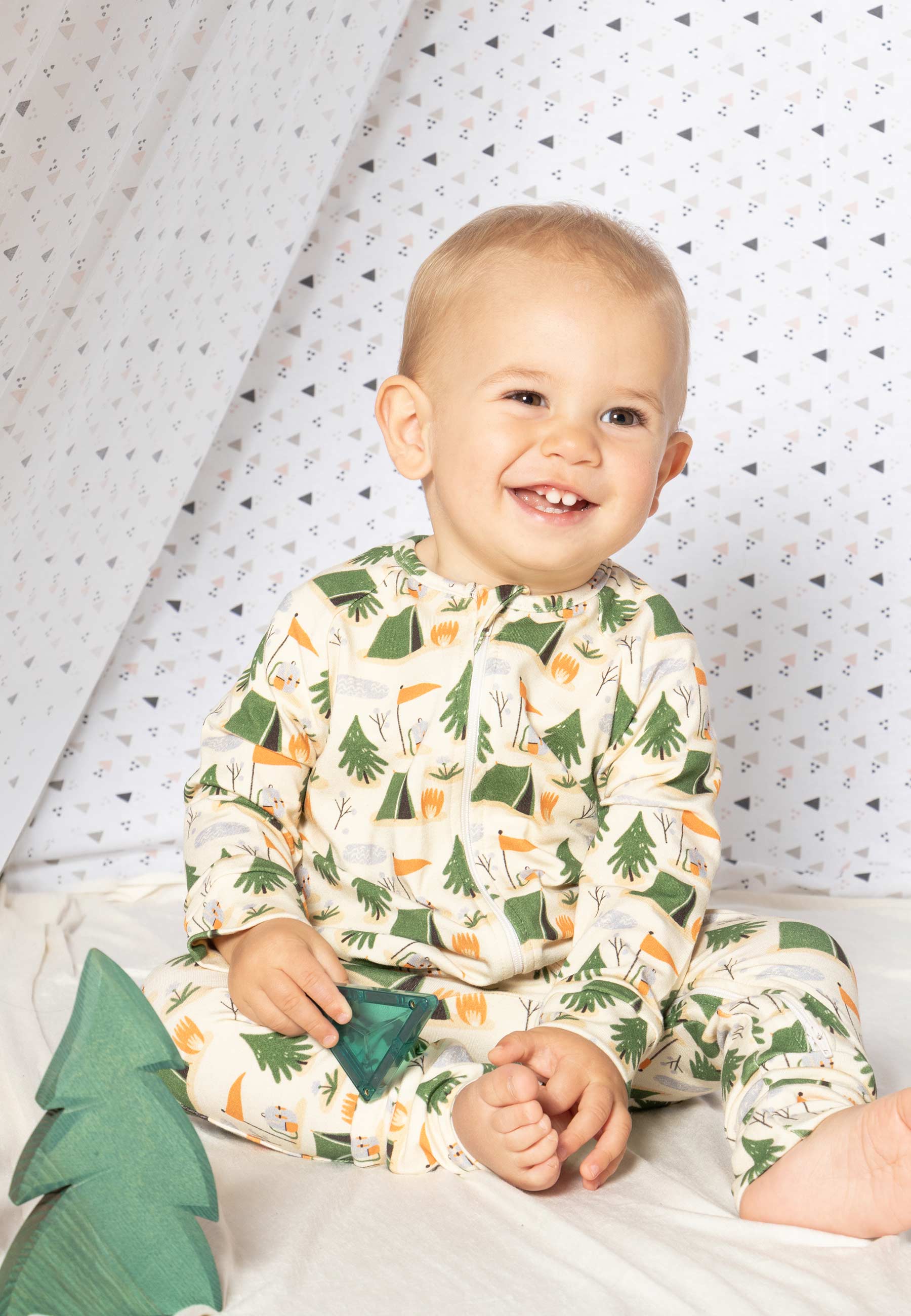 Bamboo Zip Romper - Camping - Blue Balloon