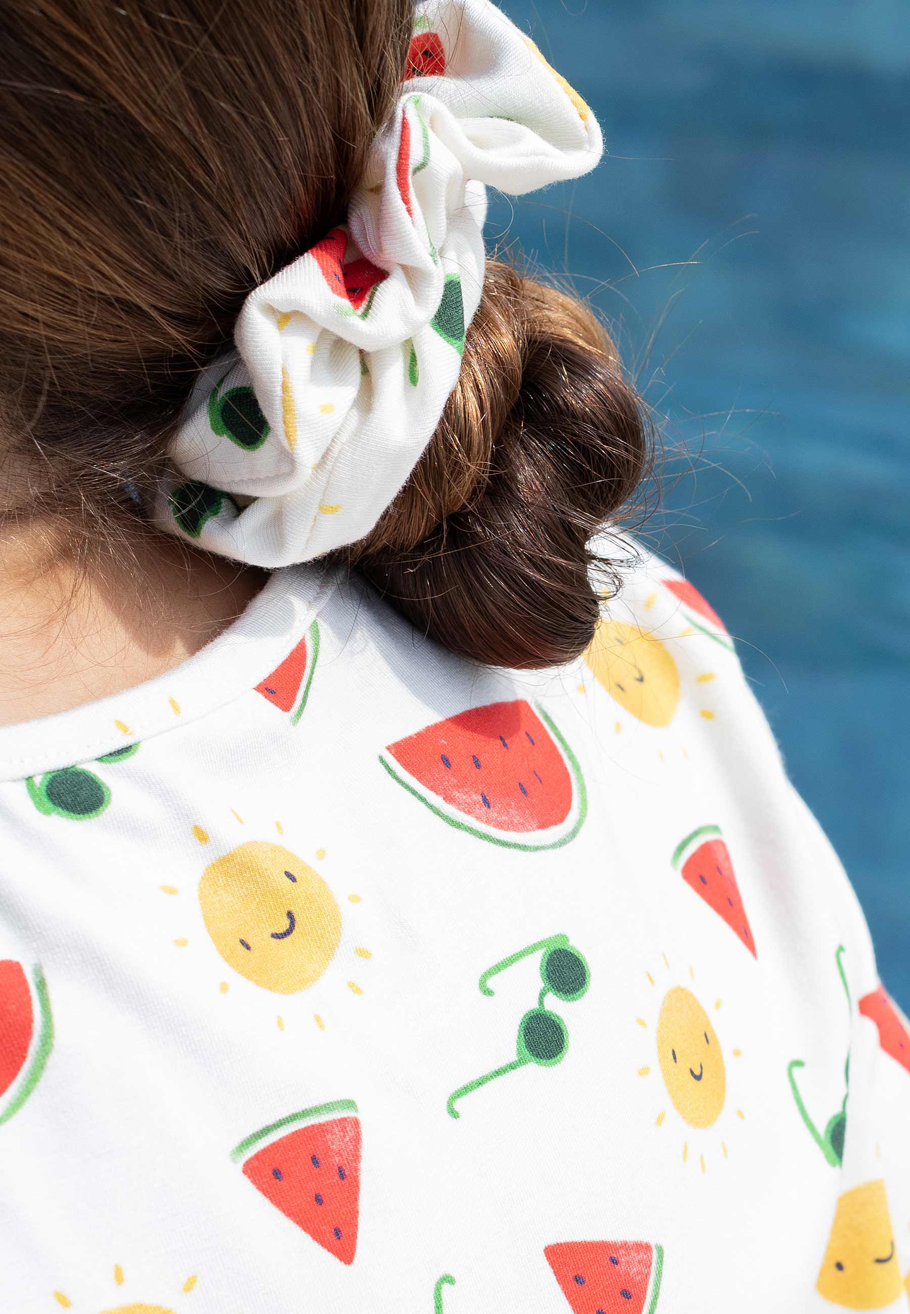 Chouchou in bambù (scrunchie) - Vibrazioni estive - Palloncino blu