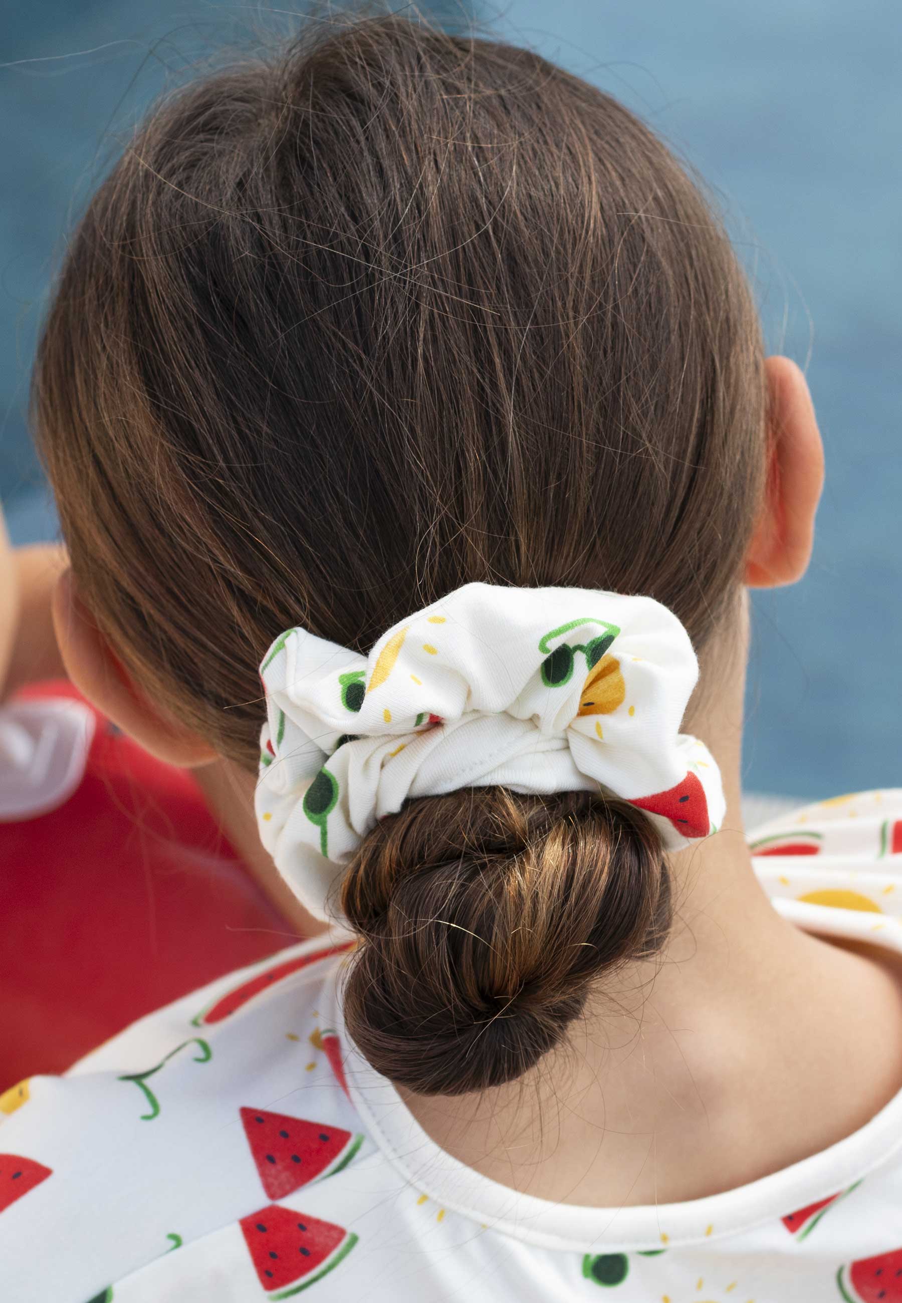 Chouchou in bambù (scrunchie) - Vibrazioni estive - Palloncino blu