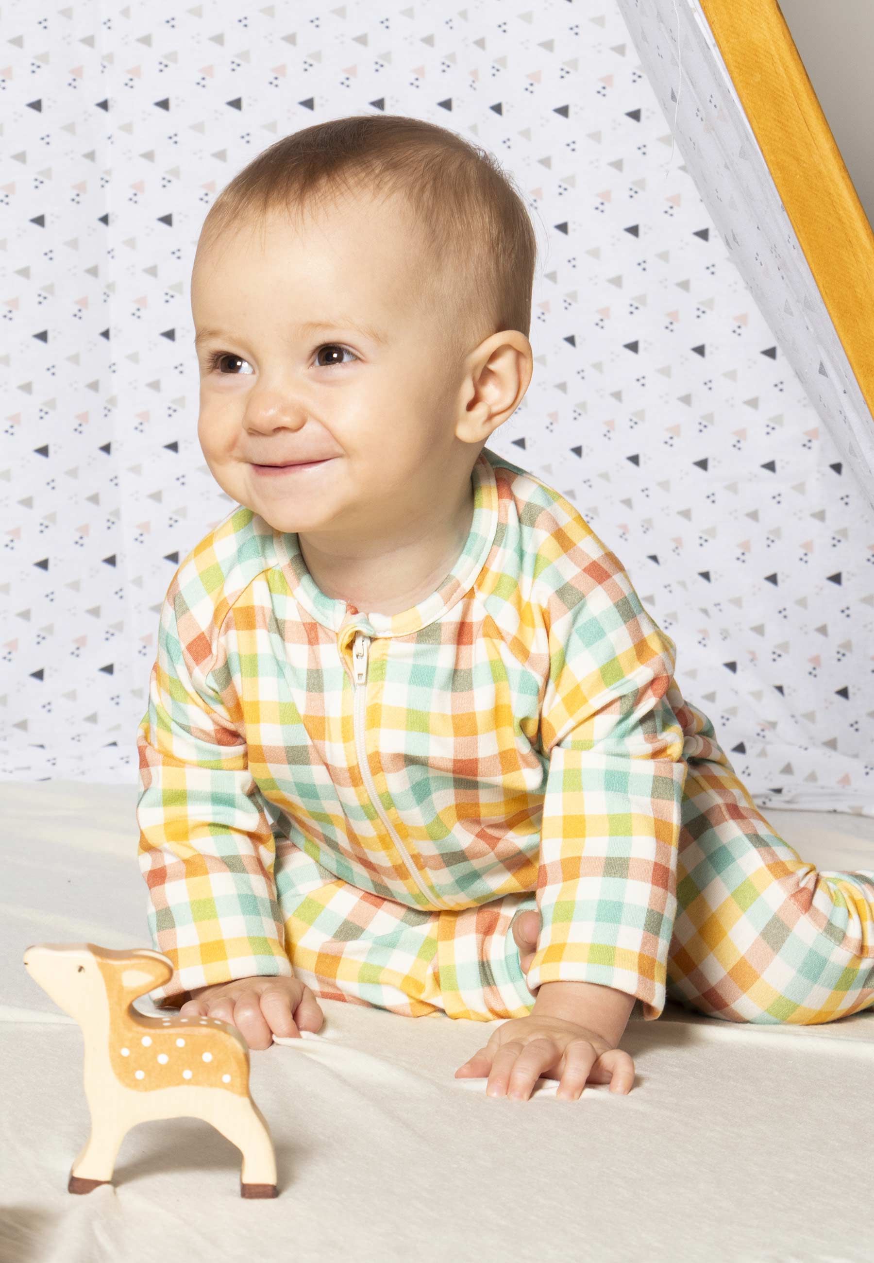 Bamboo Zip Romper - Woodland Walk - Blue Balloon