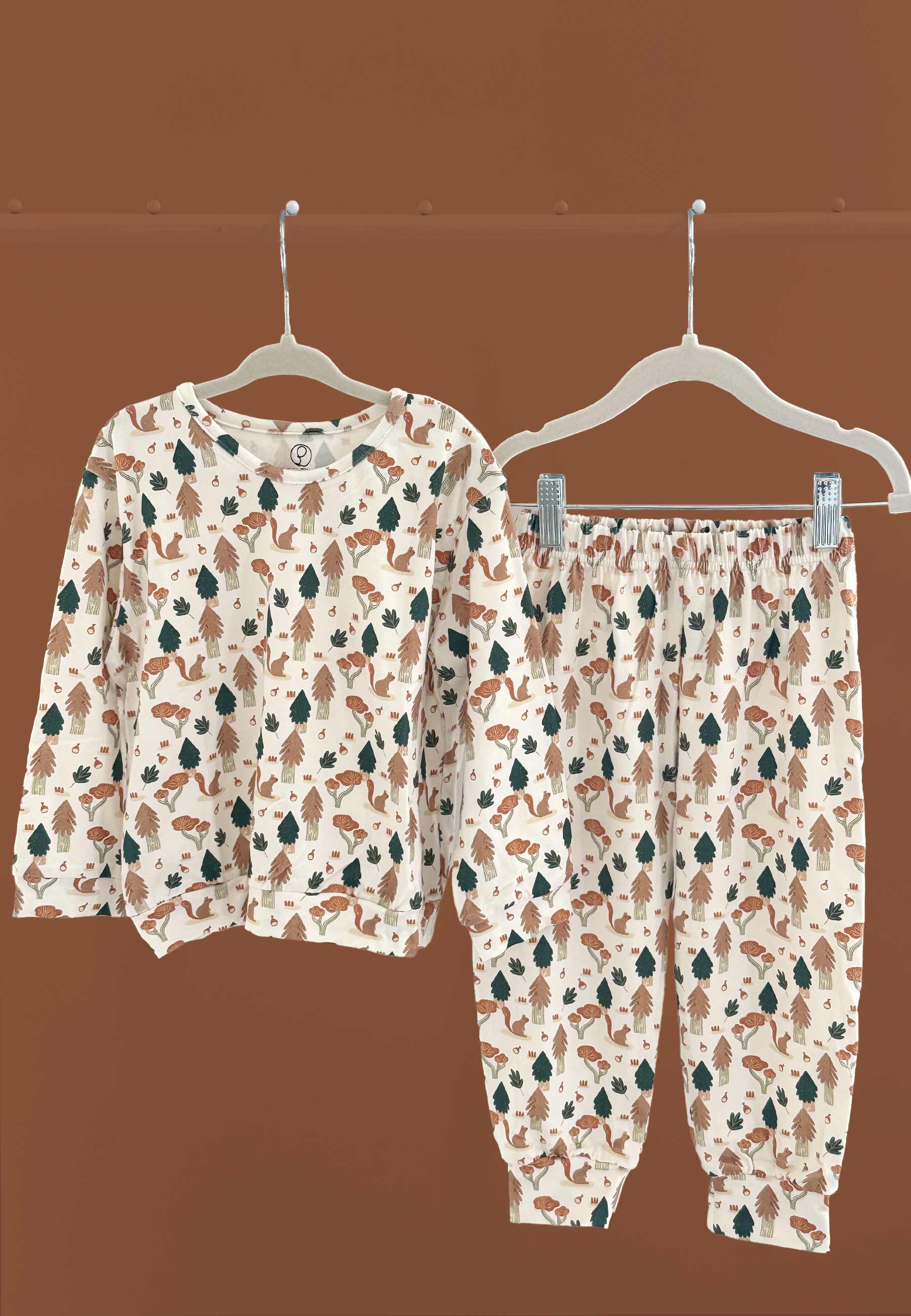 Two-Piece Bamboo Pajamas - Squirrels - Blue Balloon