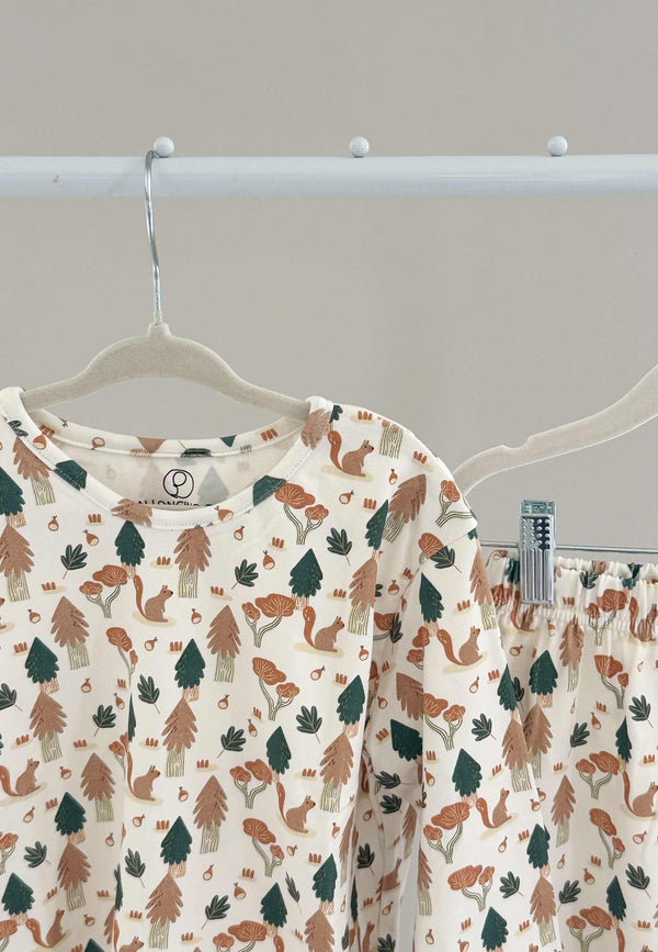 Two-Piece Bamboo Pajamas - Squirrels - Blue Balloon