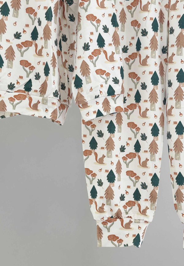 Two-Piece Bamboo Pajamas - Squirrels - Blue Balloon