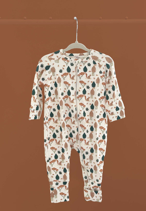 Tutina in Bamboo con Zip - Scoiattoli - Palloncino Blu