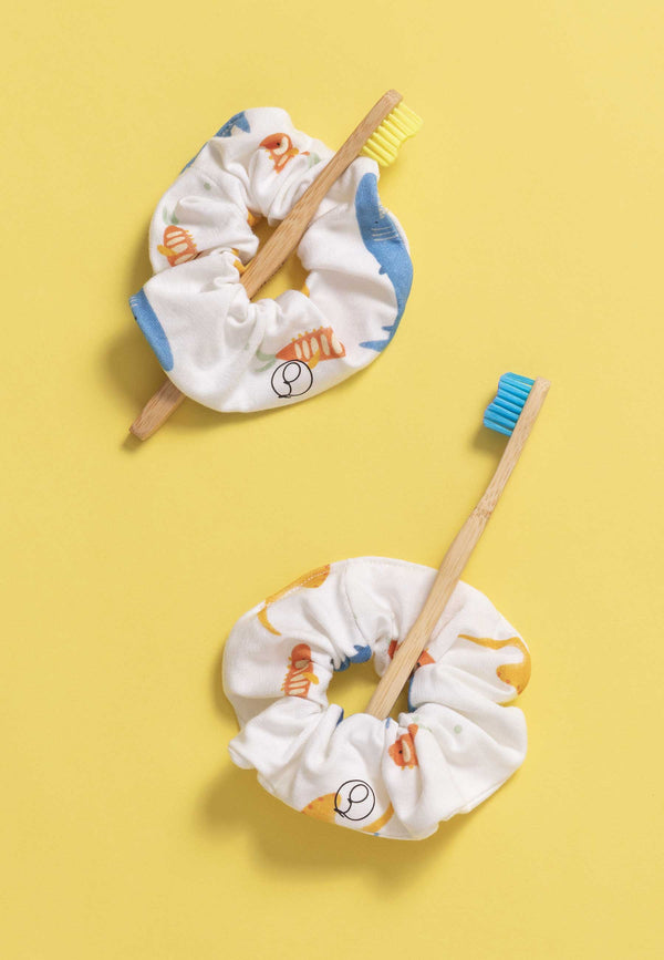 Chouchou (scrunchie) in bambù -Sott'acqua - Palloncino blu