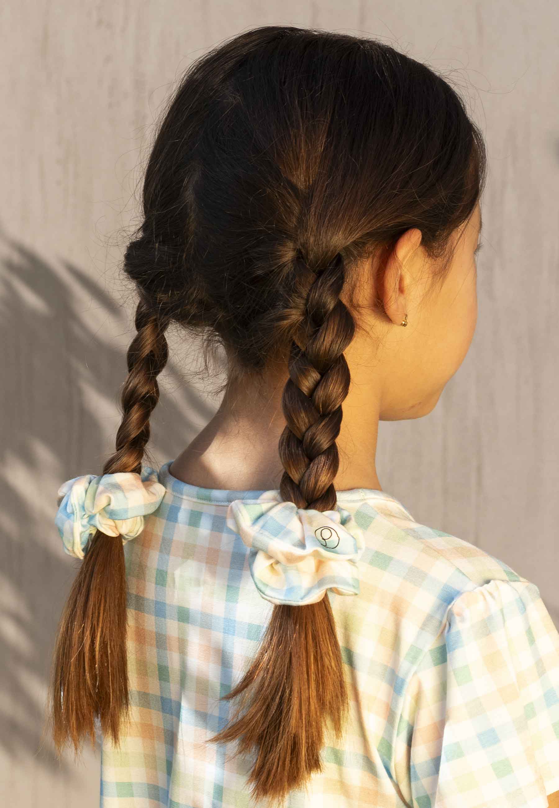 Bamboo Chouchou (scrunchie) - Sunny picnic - Blue balloon