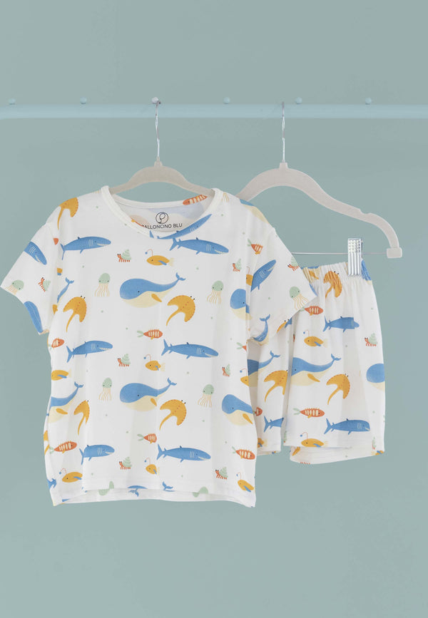 Two-Piece Bamboo Pajamas - Underwater - Blue Balloon