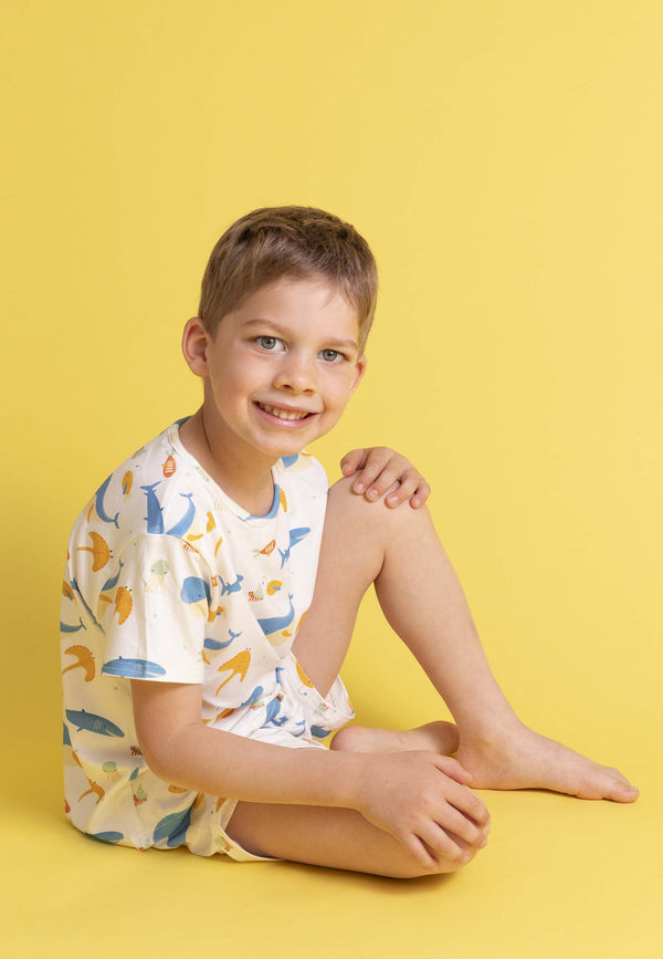 Two-Piece Bamboo Pajamas - Underwater - Blue Balloon