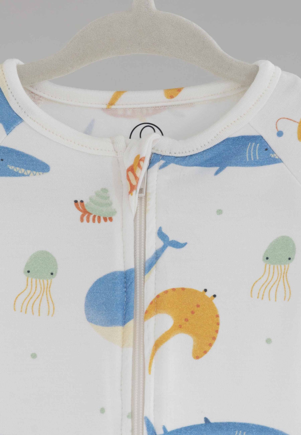 Tutina con zip in bambù - Sott'acqua - Palloncino blu