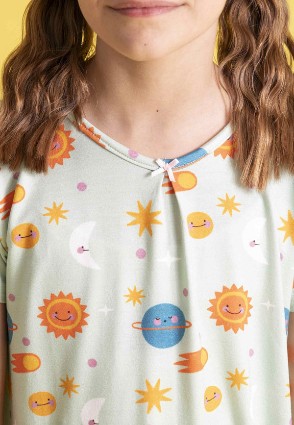 Camicia da notte in bambù - Spaziale! - Palloncino blu