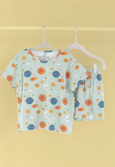 Two-Piece Bamboo Pajamas - Space! - Blue Balloon