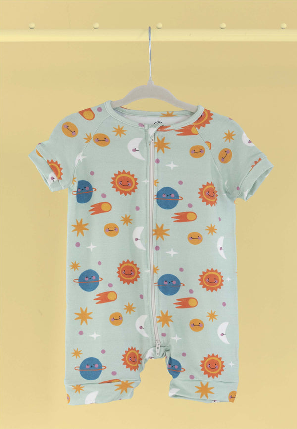 Bamboo Zip Romper - Out of This World! - Blue Balloon
