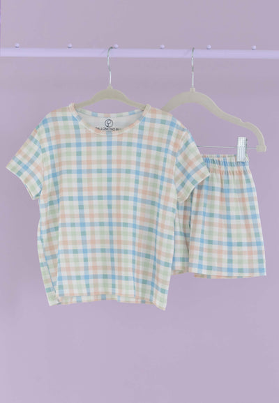 Two-Piece Bamboo Pajamas - Sunny Picnic - Blue Balloon