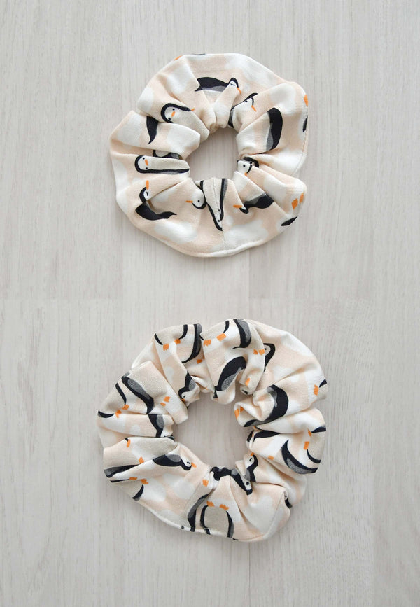 Scrunchie in bambù - Pinguini - Palloncino blu