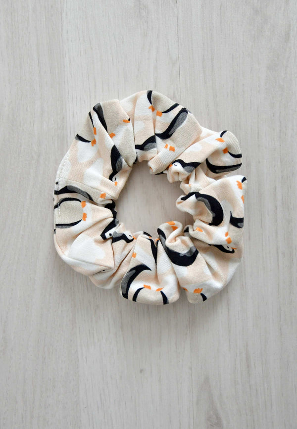 Scrunchie in bambù - Pinguini - Palloncino blu