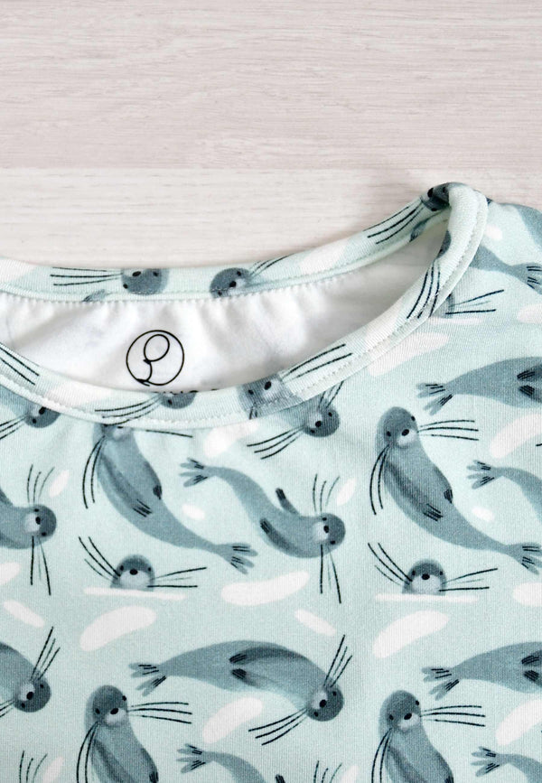 Two-Piece Bamboo Pajamas - Seals - Blue Balloon