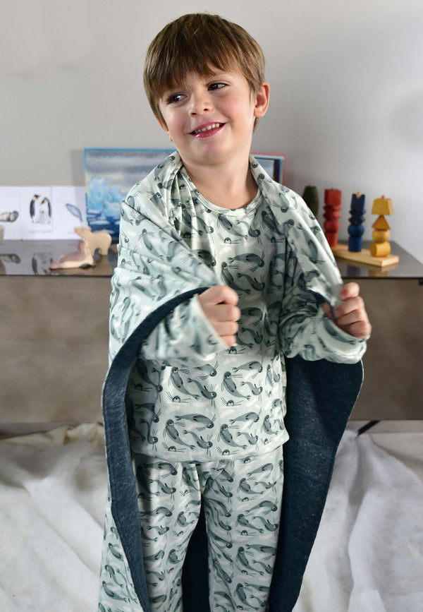 Two-Piece Bamboo Pajamas - Seals - Blue Balloon