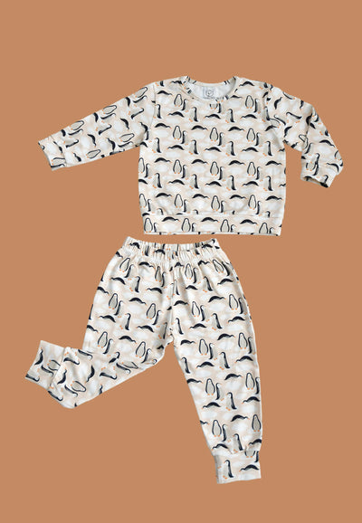 Two-Piece Bamboo Pajamas - Penguins - Blue Balloon