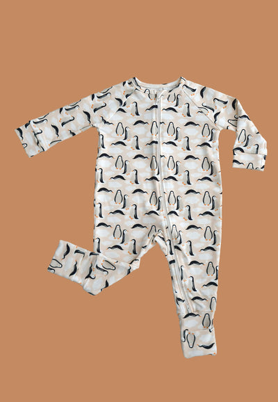 Bamboo Zip Romper - Penguins - Blue Balloon