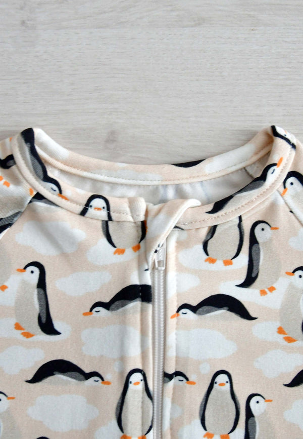Bamboo Zip Romper - Penguins - Blue Balloon
