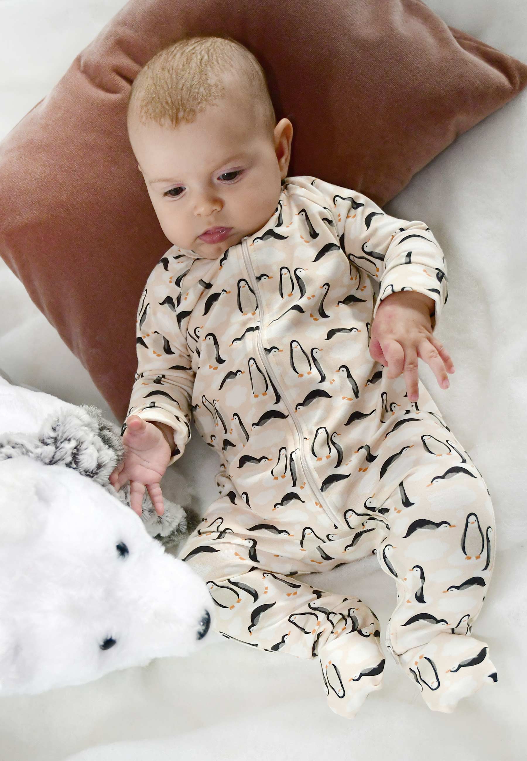 Bamboo Zip Romper - Penguins - Blue Balloon