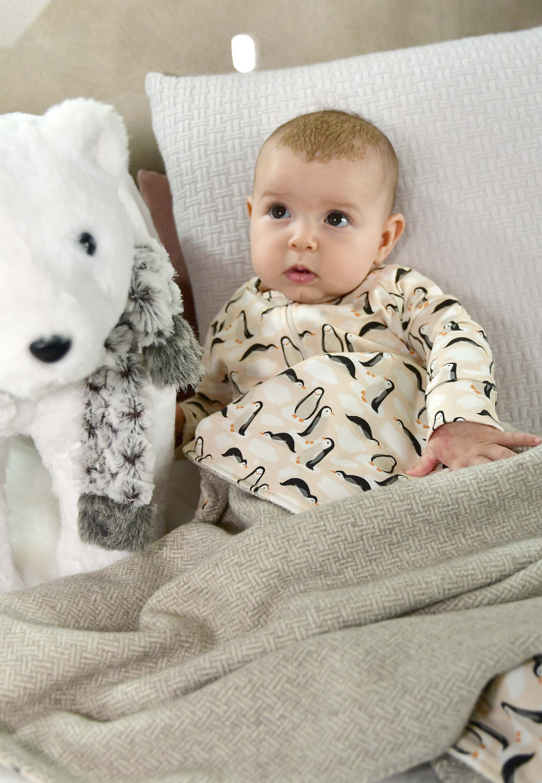 Bamboo Zip Romper - Penguins - Blue Balloon