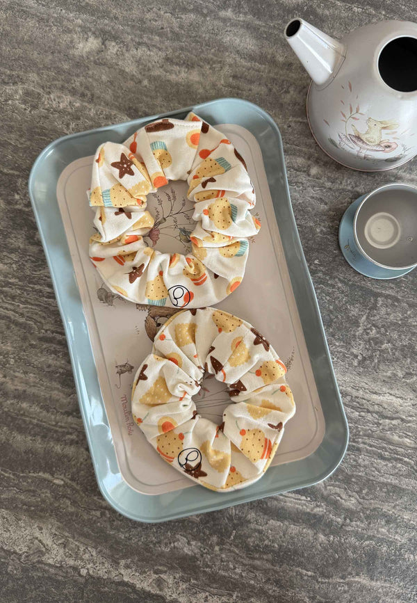 Bamboo Chouchou (scrunchie) - Let's Have a Snack - Blue Balloon