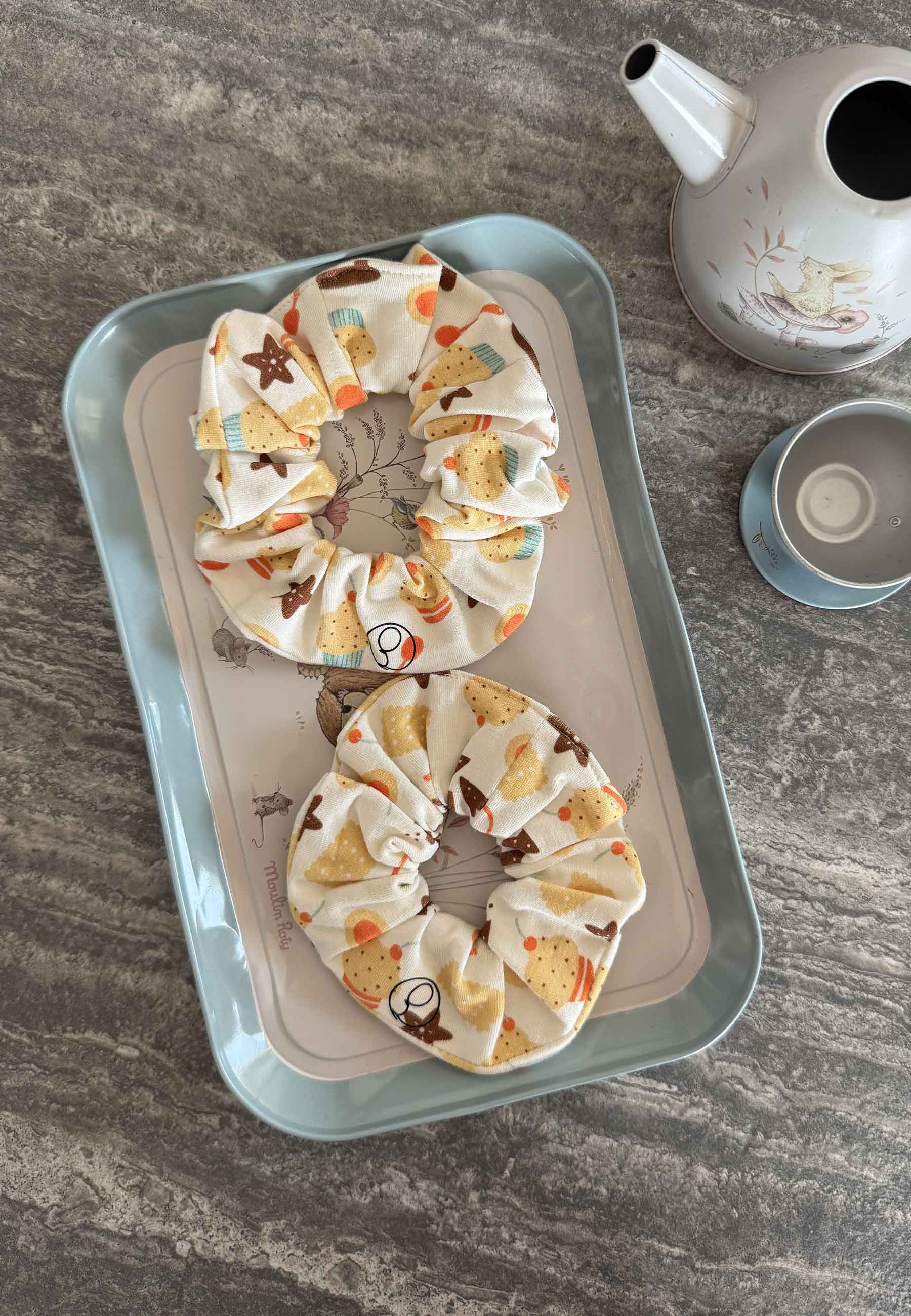 Bamboo Chouchou (scrunchie) - Let's Have a Snack - Blue Balloon