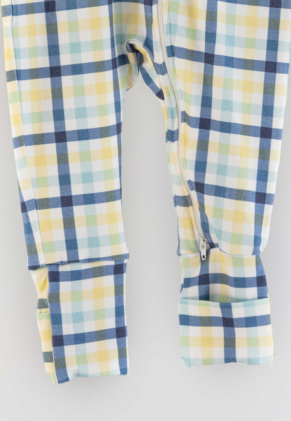 Tutina con zip in bambù - Cielo d'inverno - Palloncino blu