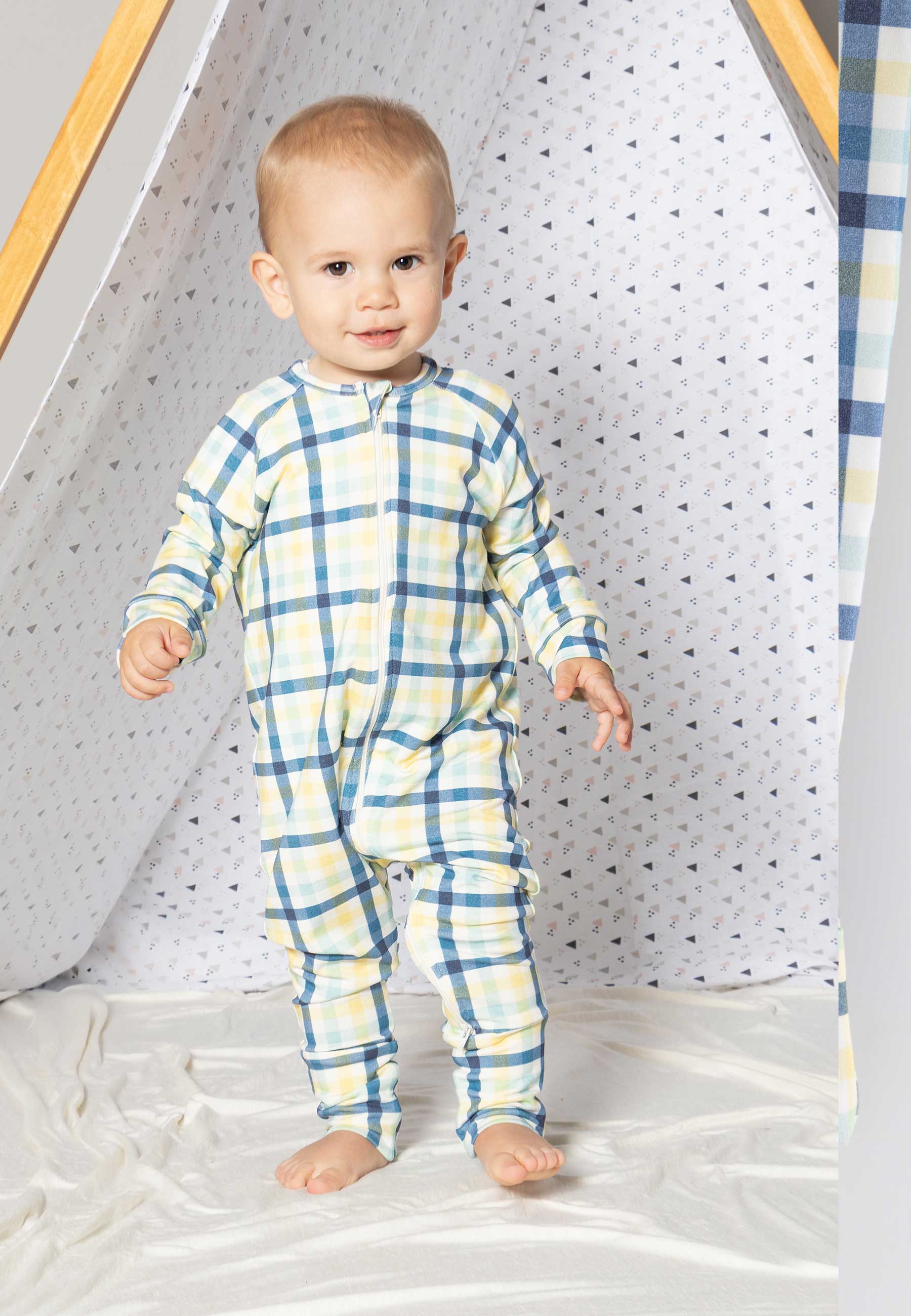 Bamboo Zip Romper - Winter Sky - Blue Balloon